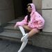 Women's Oversized Cherry Print Zip Up Hoodie, Soft Casual Long Sleeve Hooded Sweatshirt, Loose Fit Lightweight Streetwear Jacket For Daily Wear, Trend_ecoleips.com