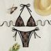 Women's Clothing Slimming Backless Lace-Up Triangle Bikini American Style Swimsuit Regular Size Polyester_ecoleips.com