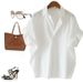 Vintage Short Sleeve Shirt For Women – Loose Batwing Sleeve, Casual & Elegant Blouse In White, Black & Khaki_ecoleips.com