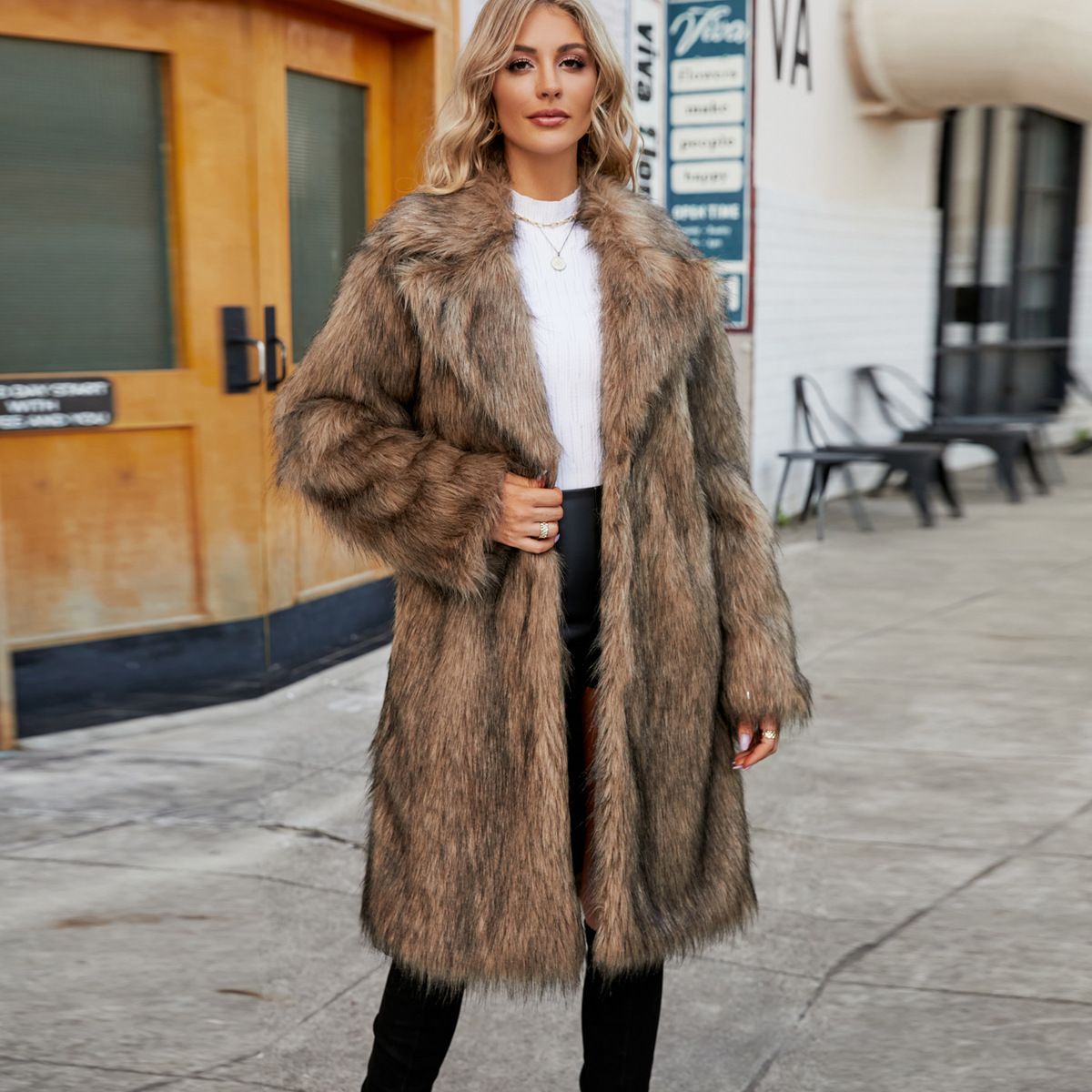 Women's Clothing Faux Fur Coat Artificial Fur Coat Imitation Fox Fur Coat Suit Collar Coat_ecoleips.com