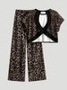 Women's Leopard Print Two-Piece Set Short Sleeve Wide Leg Pants Casual Summer Home Wear Loose Comfortable Fashionable Trendy_ecoleips.com
