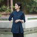 Style Salon Beauty Artist Health Center Traditional Chinese Tang Suit Tea Dress Women Two-Piece Set Summer_ecoleips.com