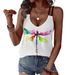 Women's Butterfly Print Sleeveless Top Double Strap Vest Short Tank Camis For Spring/Autumn Summer_ecoleips.com