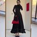 Modest Abaya Dress Maxi Skirt Ruffle Fitted Evening Gown Soft Bubble Mesh Tulle Dress For Spring_ecoleips.com