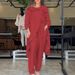 Women's Clothing Fashion Solid Color Loose Tops And Wide Leg Pants Casual Two Piece Suits_ecoleips.com