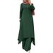 Verve 2025 New Muslim Simple Casual Solid Color Round Neck Decorated Wooden Button Long Sleeve Pants Set_ecoleips.com