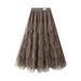 2025 Women's Autumn Sweet Princess Layered Puffy Cake Mesh Midi Skirt 8828_ecoleips.com