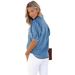 Women's Clothing New Versatile Princess Sleeve Lapel Thin Denim Shirt Casual Top Trendy_ecoleips.com