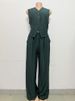 Women's Clothing Retro Solid Color Single Breasted Vest Vest Two Piece Set High Waist Wide Leg Trousers Fashion Suit_ecoleips.com