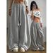 Trendy Women's Wide-Leg Pants – Polyester Drapey Trousers | High Waist Straight Cut | S-XXL | Minimalist Gray | Casual & Office Wear_ecoleips.com