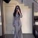 European And American Cross-border Foreign Trade 2026 Spring New Satin Patchwork Waist-cinching Design Long Skirt_ecoleips.com