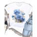 European And American Cross-border Foreign Trade Wholesale Women's Floral Round-neck Plus-size Short-sleeve T-shirt Tops_ecoleips.com