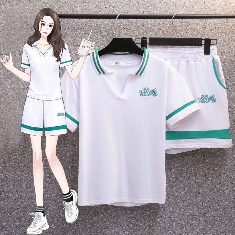 Women's Clothing Pure Cotton Casual Running Sports Fashion Suit Women Summer Loose Slim Short Sleeved Shorts Two Piece Suit_ecoleips.com