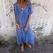 New Arrival Women's Cotton Linen V Neck Semi Formal Dress Style Independent Store Fashion_ecoleips.com
