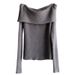 White One Shoulder Sweater for Women Sexy Clavicle off Shoulder Knitted Bottoming Shirt Slimming Inner Wear for Autumn Winter_ecoleips.com