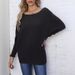 Women's Pearl Button Batwing Sleeve Sweater - Loose Pullover With One-Shoulder Neckline For Autumn & Winter_ecoleips.com