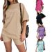 Women's Clothing Women's Letter Print Loose Casual T Shirt Casual Sports Shorts Suit_ecoleips.com