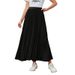 Elegant Pleated Flared Midi Skirt For Women - Black Polyester Skirt, New Style, Perfect For Commute And Travel_ecoleips.com