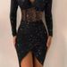 Bodycon Sexy Sheer Off-Shoulder Shiny Dress For Women_ecoleips.com