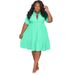 Plus Size Shirt Dress For Women – Oversized Button-Down Collar Dress With Long Sleeves (A-Line, Solid Colors)_ecoleips.com