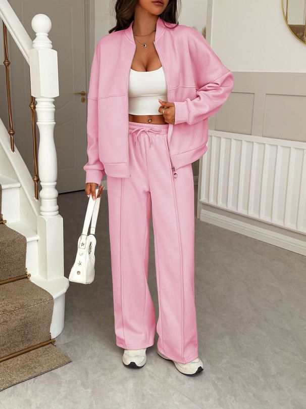 Diyun European American Style Casual Vacation Jacket Coat And Pants Two-Piece Set Women's Clothing 2025 Autumn Winter_ecoleips.com