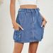 Women's Clothing Summer Washed Adjustable Waist Denim Short Skirt_ecoleips.com