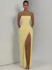 Mozision Chiffon Off-shoulder Strapless Sexy Maxi Dress Women Elegant Sleeveless Backless High Split Ruched Club Party Dress_ecoleips.com