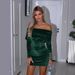 Verve 2025 New Women's Fashion Solid Color Sexy Strapless Off-Shoulder Bodycon Velvet Dress_ecoleips.com