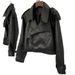 Women's Leather Jacket - Trendy Biker Style Coat With Zipper & Pockets, Loose Fit, Black & Burgundy, XS/S/M/L_ecoleips.com