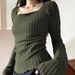 Standard Maillard Design Style Square Neck Long-Sleeve Top For Women, Autumn And Winter Niche Versatile Base Layer_ecoleips.com