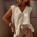 Women's Clothing Spring And Summer New Crochet V Neck Vest Jacket Women's Sleeveless Vest Knitted_ecoleips.com
