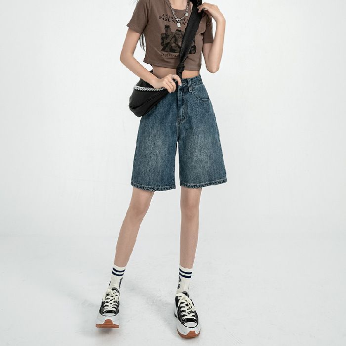 Women's Clothing High Waist Loose Shorts Spring And Summer Straight Wide Leg Trend Ins Japanese Style 5 Point Shorts_ecoleips.com