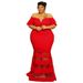 Plus Size V Neck Evening Dress See Through Fashion Bell Sleeves Sexy Independent Site Dress_ecoleips.com