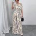 Women's Clothing Striped Vacation Style Oblique Shoulder Strap Jumpsuit Wide Leg Trousers_ecoleips.com