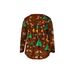 Plus Size Christmas Print V-Neck Long Sleeve Blouse For Women – Soft Polyester Blend, Comfortable & Stylish, Perfect For Holiday Season_ecoleips.com
