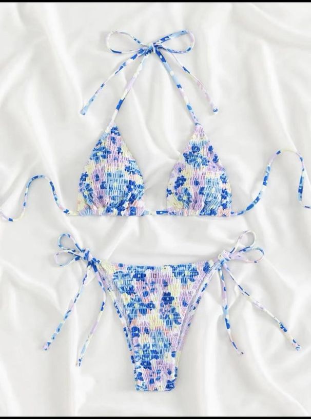 Women's Clothing Floral Small Fresh Color Printing Pleated Bikini Steel Support Small Chest Gathered Hot Spring Seaside Holiday Swimsuit Women_ecoleips.com