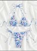 Women's Clothing Floral Small Fresh Color Printing Pleated Bikini Steel Support Small Chest Gathered Hot Spring Seaside Holiday Swimsuit Women_ecoleips.com