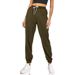 2025 Women's Loose Solid Color Elastic Waist Pocket Casual Sports Style Pants_ecoleips.com