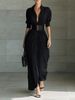 Spring/Summer Fashion Collar-Neck Button-Up Shirt Dress With Belt_ecoleips.com