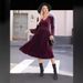 Autumn And Winter New Solid Color Outer Wear Long-sleeved Dress Commuter V-neck Pleated High-waisted Long Dress Women_ecoleips.com