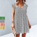 Loose Floral Women's 2023 V-neck Sexy Short-sleeve Chiffon Dress Summer New Commuting European And American Style_ecoleips.com