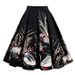 Women's Clothing Swan Print High Waist A-Line Pleated Midi Skirt For Women Cotton_ecoleips.com