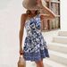 Women's Printed Off-Shoulder Dress American Style Long Vacation Beach Dress With Belt Waist Cinching_ecoleips.com