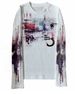 Women's High Street Fashion Abstract Graffiti Print T-Shirt Loose Fit Long Sleeve Blend Top for Spring New 2026_ecoleips.com