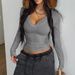 Women's Ribbed Knit Sweater – Slim Fit V-Neck Long Sleeve Top (Stretchy Polyester Blend, Soft Layering Essential, Fall/Winter Fashion)_ecoleips.com