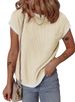 Women's Clothing Summer Round Neck Knitted Contrast Color T Shirt Casual Twisted Stripe Top_ecoleips.com