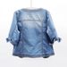 Women's Lightweight Denim Jacket, 3/4 Rolled Sleeve Round Neck Jean Coat, Casual Loose Fit Washed Denim Outwear For Daily Street Wear, Soft Breathable_ecoleips.com