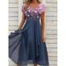 Elegant Floral Print Chiffon Maxi Dress V-Neck Summer Casual A-Line plus Size Women's Dress S-5XL_ecoleips.com