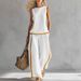 Summer Women's Two Piece Set European American Style Digital Print Sleeveless Top Wide Leg Pants Casual Suit_ecoleips.com