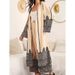 Women's Clothing Elegant Printed Coat Pants Set Ethnic Embroidered Belted Casual Outfit Muslim Sets_ecoleips.com